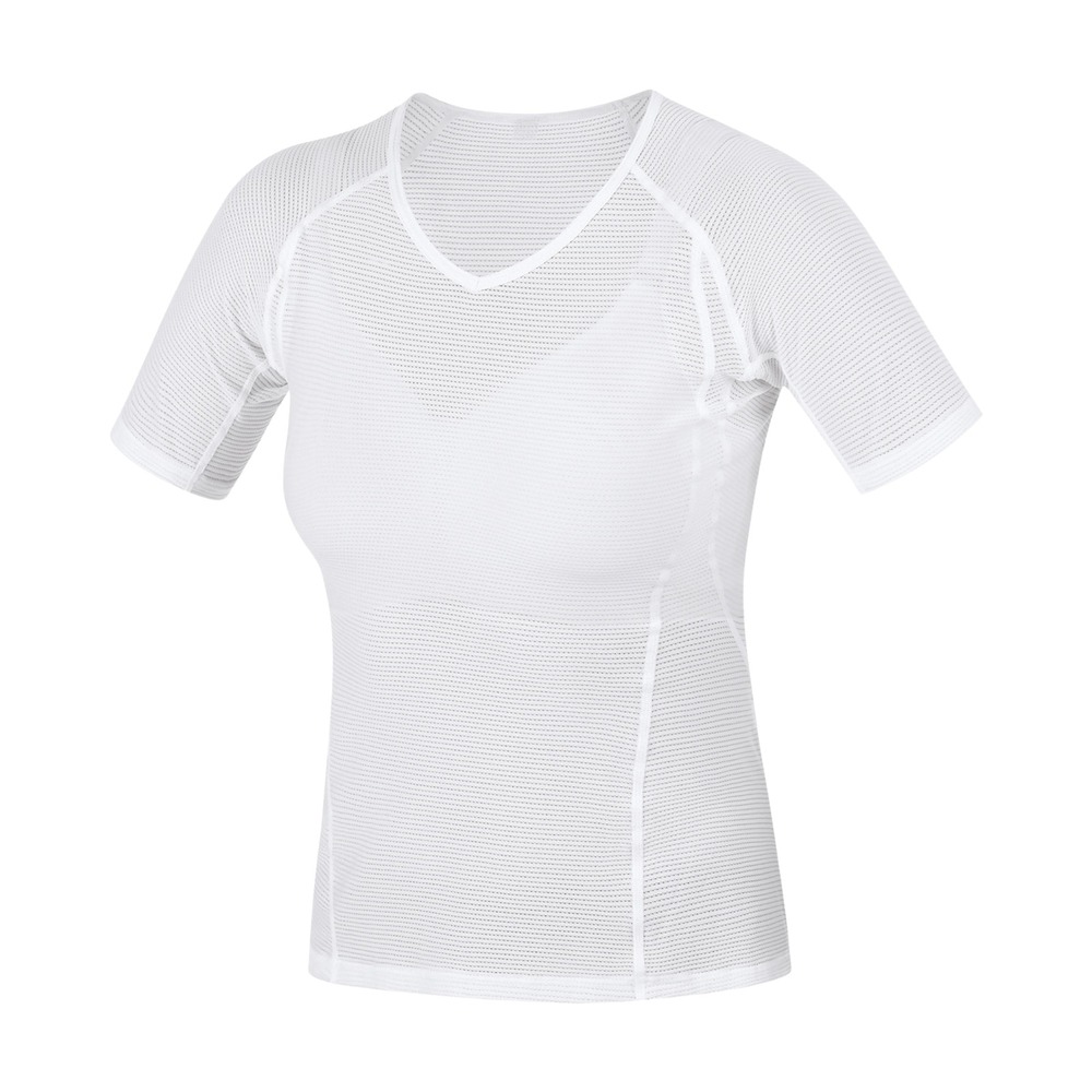 Gore Wear Ski Base Layer Shirt, Short Sleeve, Women's Large (EU40), White